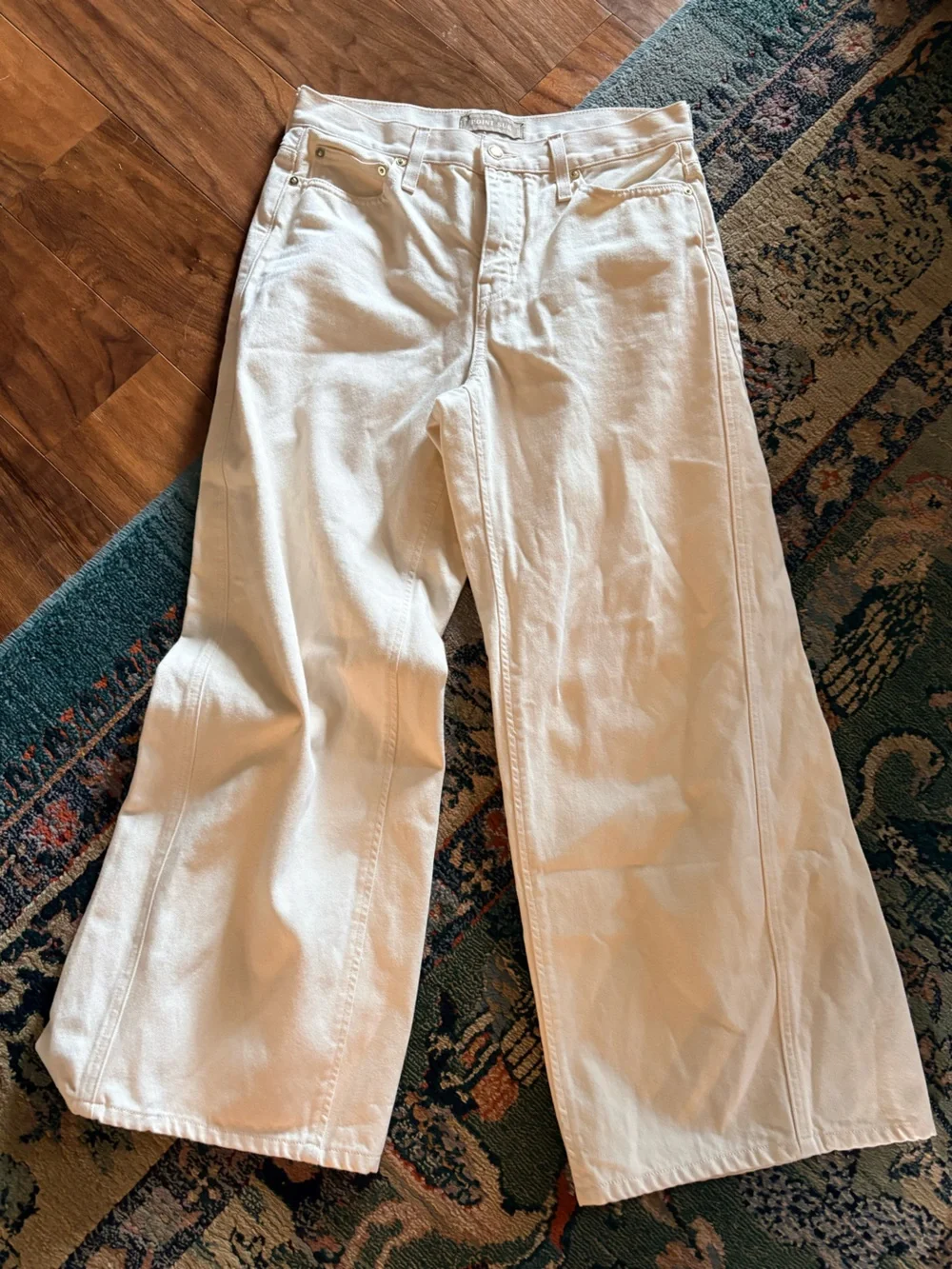 J. Crew Point Sur seamed puddle jean in ecru